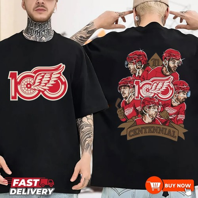 #ad Detroit Red Wings 100th Anniversary 1926 2026 NHL TShirt Multicolors S 5XL $28.95