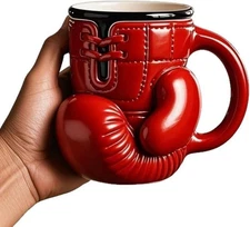Boxing Glove Mug Fun Novelty Gift for Sports Fans Safe Durable Red