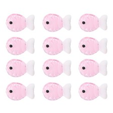 12Pcs Glass Fish Beads Handmade Lampworking Fish Beads Pink/White,