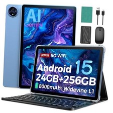2026 11 Inch Android 15 Tablet with Keyboard, 24GB RAM, 256GB ROM, 2TB Green