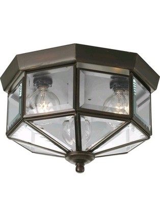 Progress Lighting P5788-20 Ceiling 3-Light Antique Bronze Beveled Glass 9-3/4''