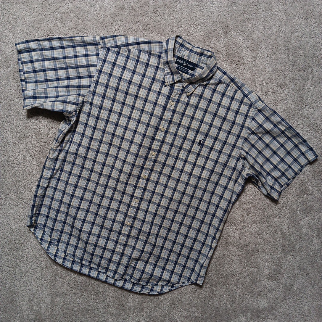 Polo vintage Ralph Lauren Bartlett camicia abbottonata uomo XL manica corta pony
