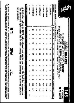 2025 Topps Chrome Jairo Iriarte #145 Sepia White Sox RC