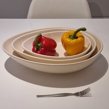Set of 3 Ceramic Nigella Lawson Living Kitchen Vegetable Salad Dish Egg Shaped