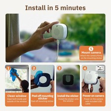 3MP Outdoor Window Camera Replace WiFi HD Resolution Full Color Night Vision