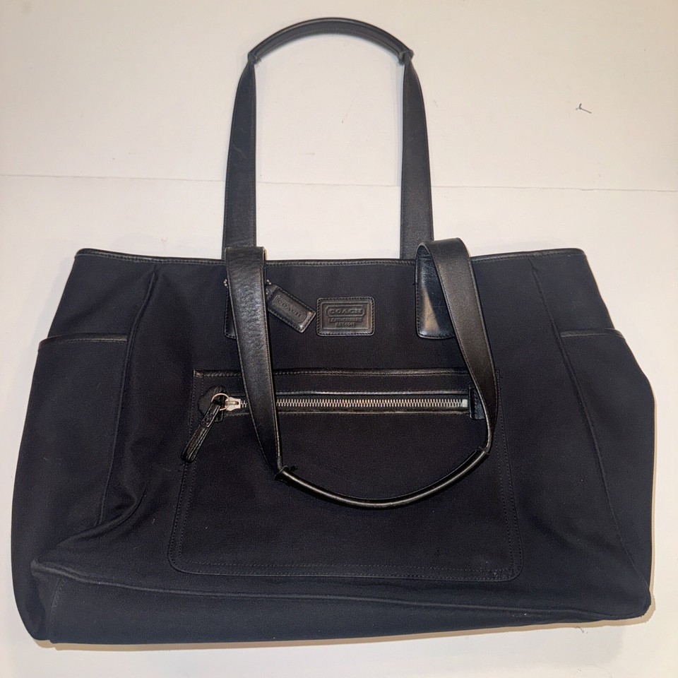 Coach Hamptons 5975 black Canvas Large Shoulder Tote Bag Baby Diaper