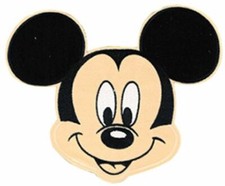 Mickey Mouse Character Face 3 1/2" Tall Embroidered Iron on Patch