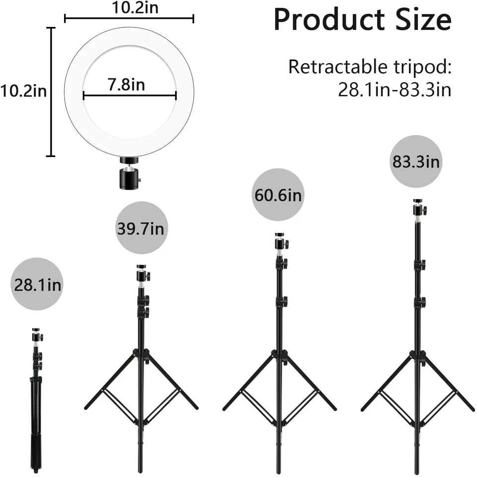10" Selfie Light and Tripod 3 colors extendable with Double-Phone holders remote - Image 4 of 4