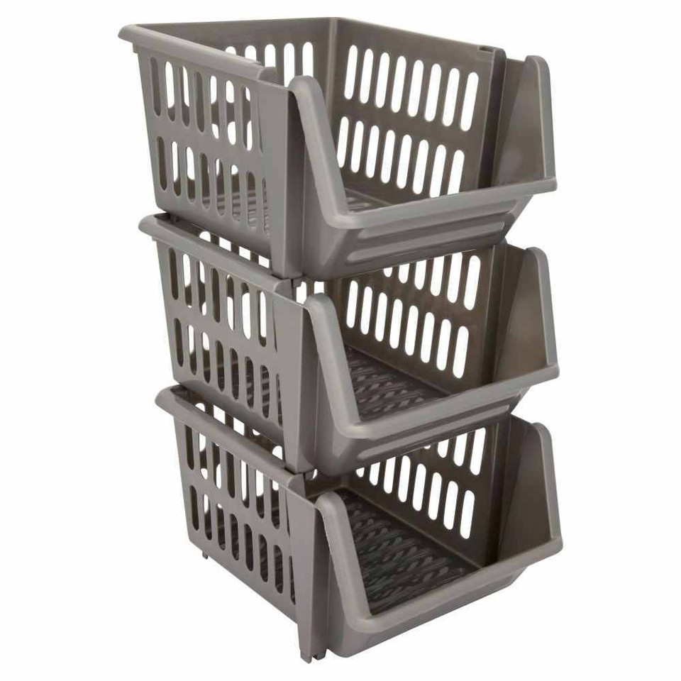Plastic Stacking Storage Basket Stackers Rack Stand Kitchen Vegetable ...