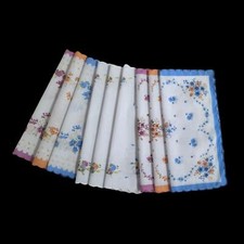 9 St&uuml;ck Damen Baumwolle Taschent&uuml;cher Elegant Bandanas Wellenrand Bunt Taschentuch