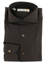 Luigi Borrelli Dark Brown Solid Cotton Shirt - Slim - 307 
