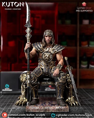 Conan der Barbar, Arnold Schwarzenegger, Thron,Figur, 3D Druck, Statue, UNBEMALT