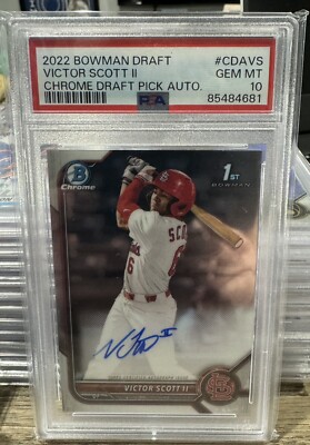 VICTOR SCOTT II PSA 10 2022 BOWMAN CHROME DRAFT 1ST PROSPECT 