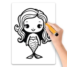 Magnet Me Up Color Your Own Cute Mermaid DIY Coloring Magnet Decal, 5x7 Inches