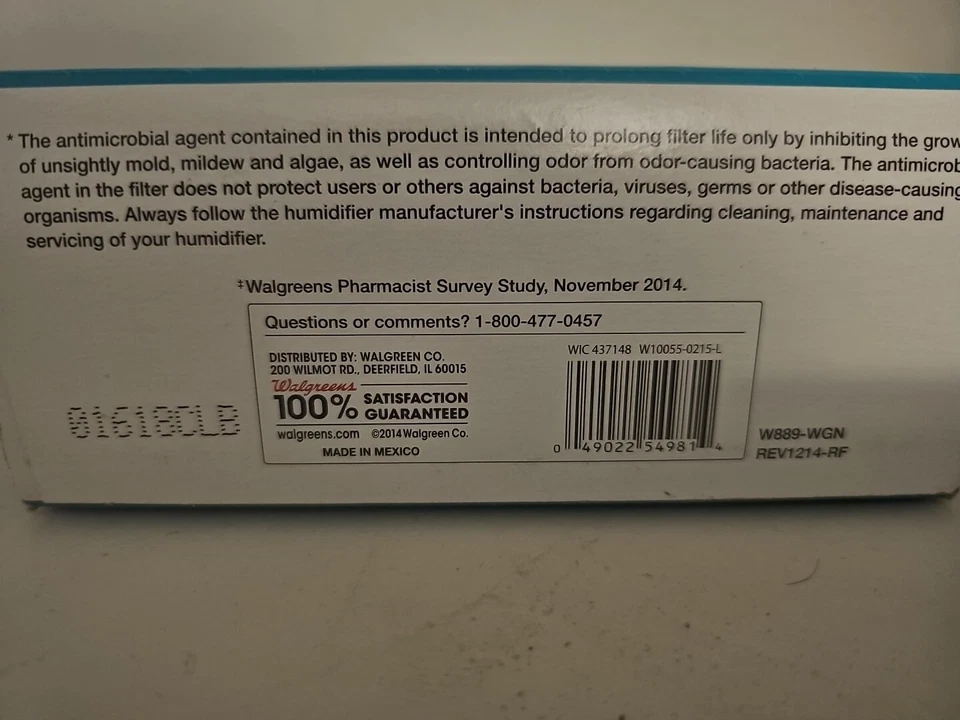 Фильтр увлажнителя Walgreens Cool Mist для использования с 890-WGN, LEV320 - Изображение 4 из 4