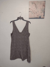 TOPSHOP Checked B&W Woolen Sleeveless PINAFORE DRESS US 14 V-Neck Plaid Office