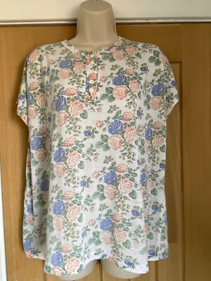 super süßes 80er 90er rosa blau Blumen Tshirt EXE Moden 16-18 Sommer