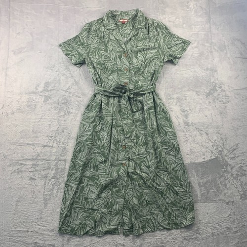 Vestido JOE BROWNS Mujer Reino Unido 16 Largo Años 40 Estilo Hoja Floral Cinturón Cuello Botón