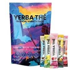 Yerba Mate Instant Tea Powder, Peach,Mango,lychee,Coconut Flavor | 30 Servings