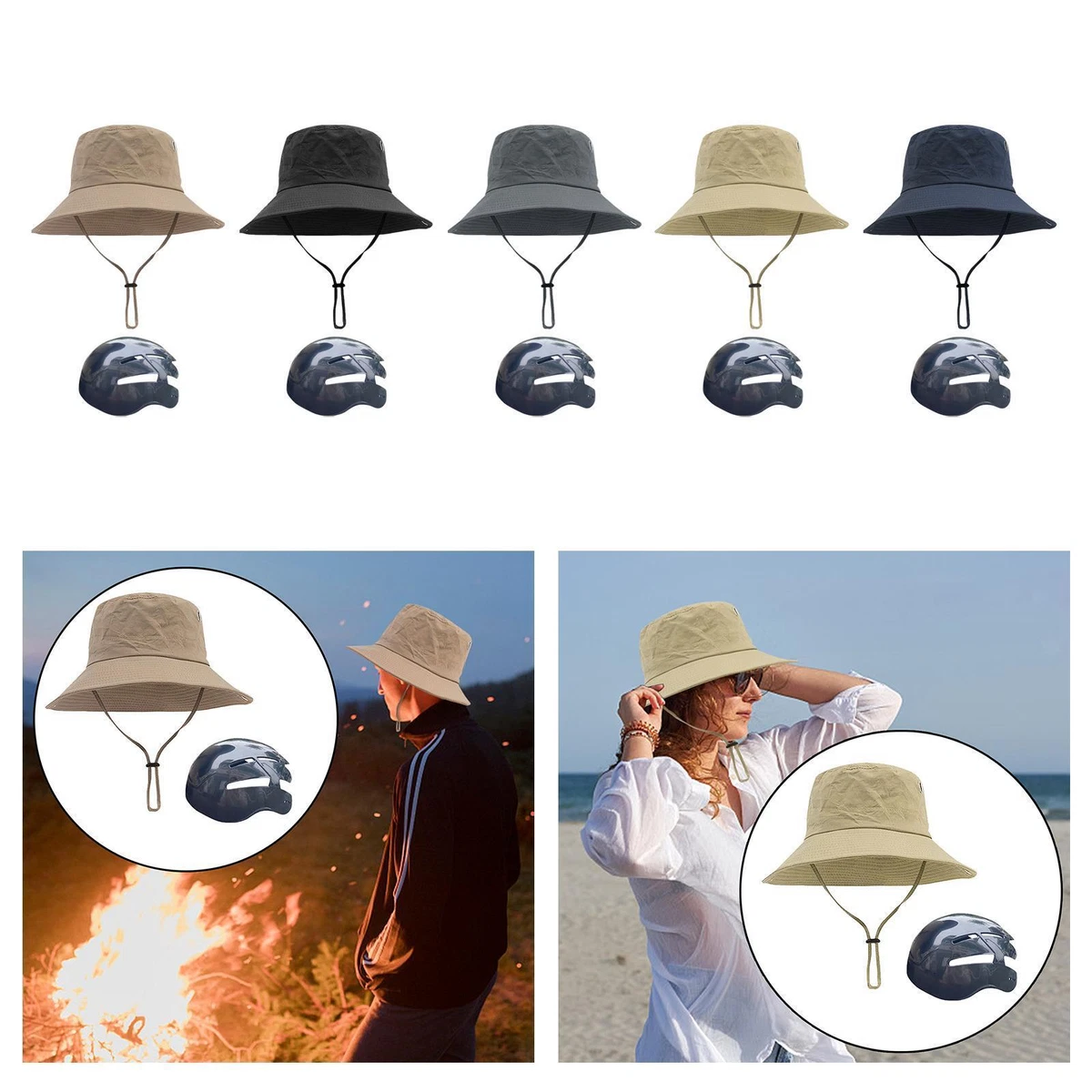 Bucket Hat with Strings Sun Hat Headwear Wide Brim for Men Women Breathable