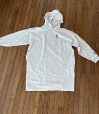 Uniqlo Women L White Mickey Art Hooded Sweat Long Sleeve Dress NWT