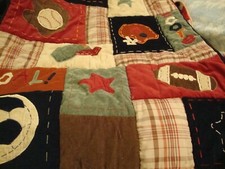 NoJo Crown Crafts Infant Products Sports Football Patchwork Blanket Curtain 250