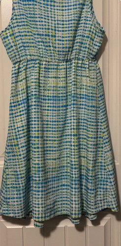 Gap Maternity Dress Blue Yellow Geometric Print Knee Length Sleeveless Lined XS - Picture 9 of 13