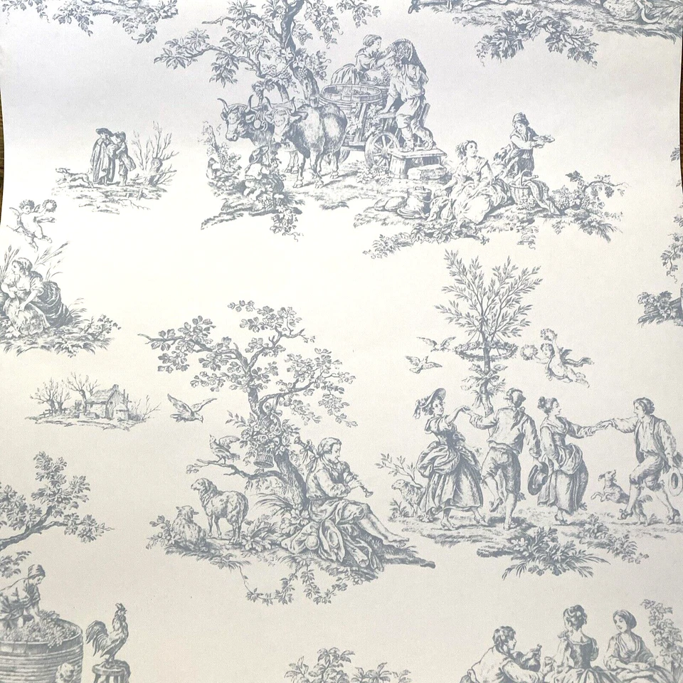 Norwall Blue & White TOILE Wallpaper 5 Double Rolls Unopened Gorgeous @B - Image 3 of 4