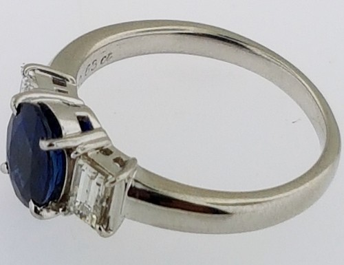 ANELLO DI FIDANZAMENTO CERTIFICATO 1,50 CT AA ZAFFIRO BLU + DIAMANTI 0,63 CT PLATINO $5660 - Foto 4 di 12