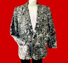 LIZWEAR Liz Claiborne Wool Paisley Lined Blazer Jacket ... Gray ... Size 8P