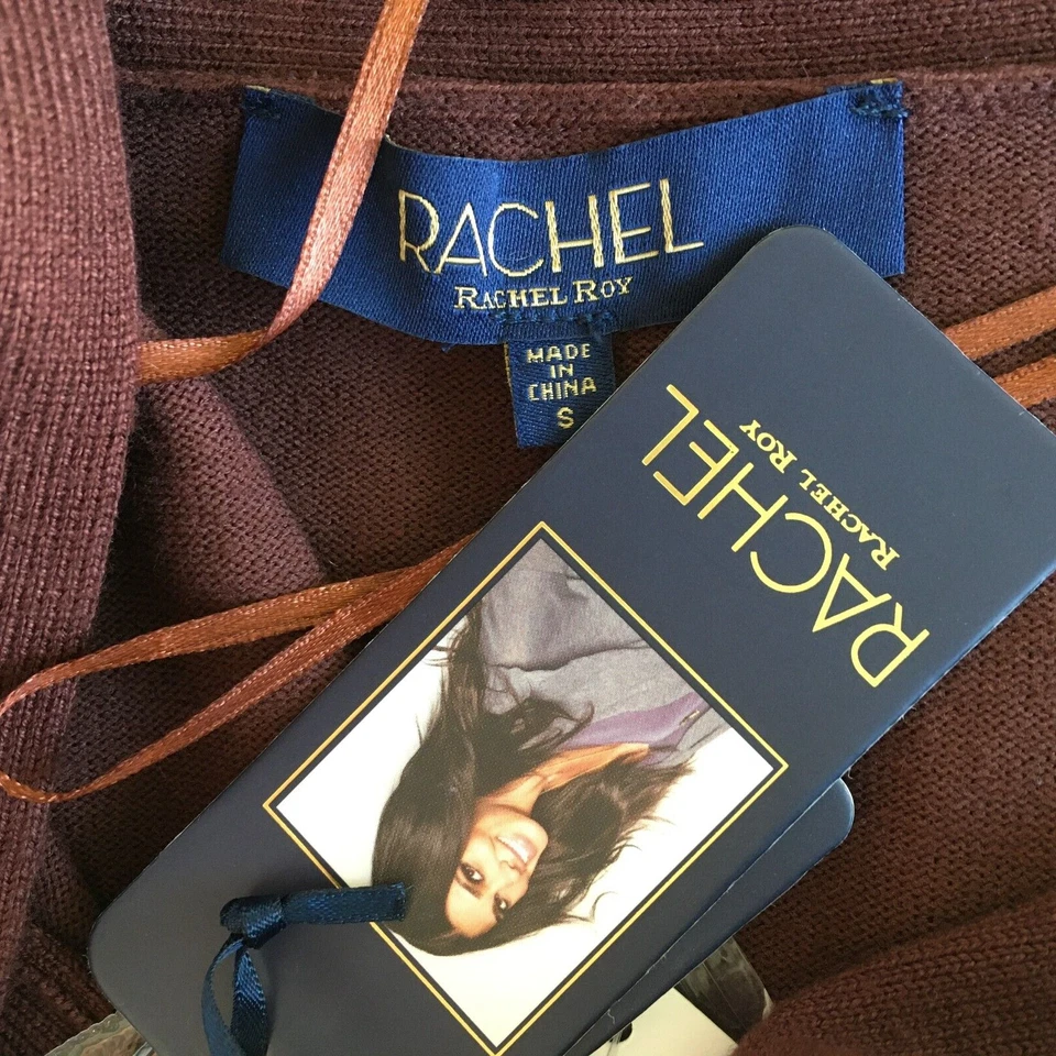 Cárdigan tejido manga dolman dobladillo alto bajo marrón talla pequeña Rachel Roy nuevo con etiquetas Foto 2 de 4