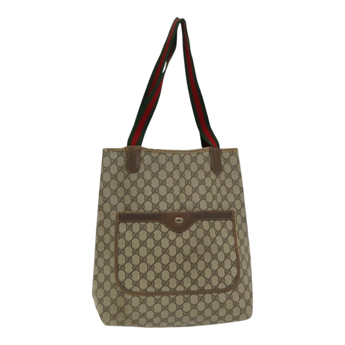 Sac fourre tout GUCCI GG Supreme Web Sherry Line PVC cuir beige 39 02 003 authentique 84942