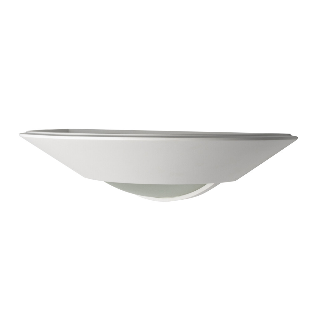 Litecraft Eige Uplighter Paintable Plaster Wall Light With Glass Diffuser- White