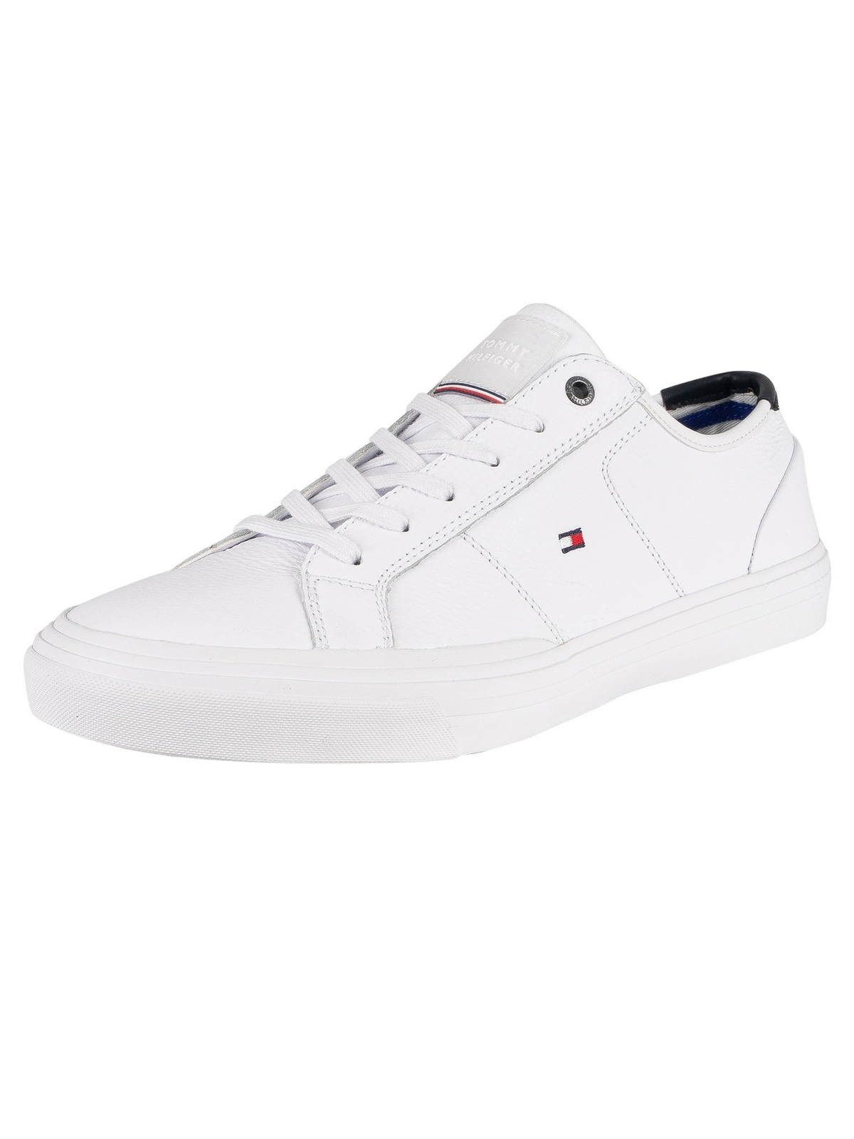 tommy hilfiger white & navy flag detail sneaker trainers