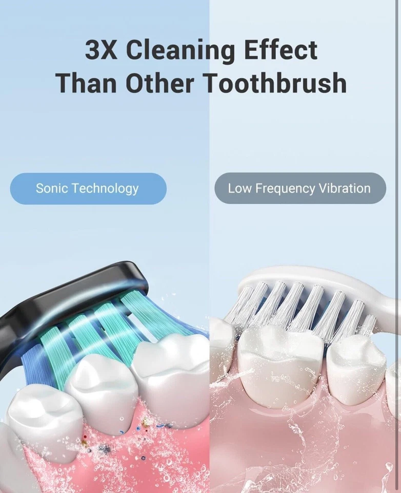 2x Phylian H7 Sonic Electric Toothbrushes With 5 Modes / Brush Heads. PINK BLACK - Image 2 of 4