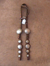 RARE VINTAGE WAGE STERLING SILVER OVERLAY CONCHO WESTERN SHOW BRIDLE HEADSTALL