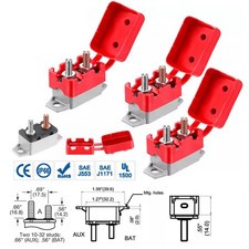 5-50 Amp 12V Circuit Breaker Stud Type Dual Battery Fuse Automatic Auto Reset