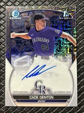 CADE DENTON 2023 Bowman Chrome Draft HTA Choice Refractor Auto /150 1st Rockies