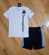 NEW Champion Youth Big Boy T-shirt  Short Set, Blue YM-10/12 