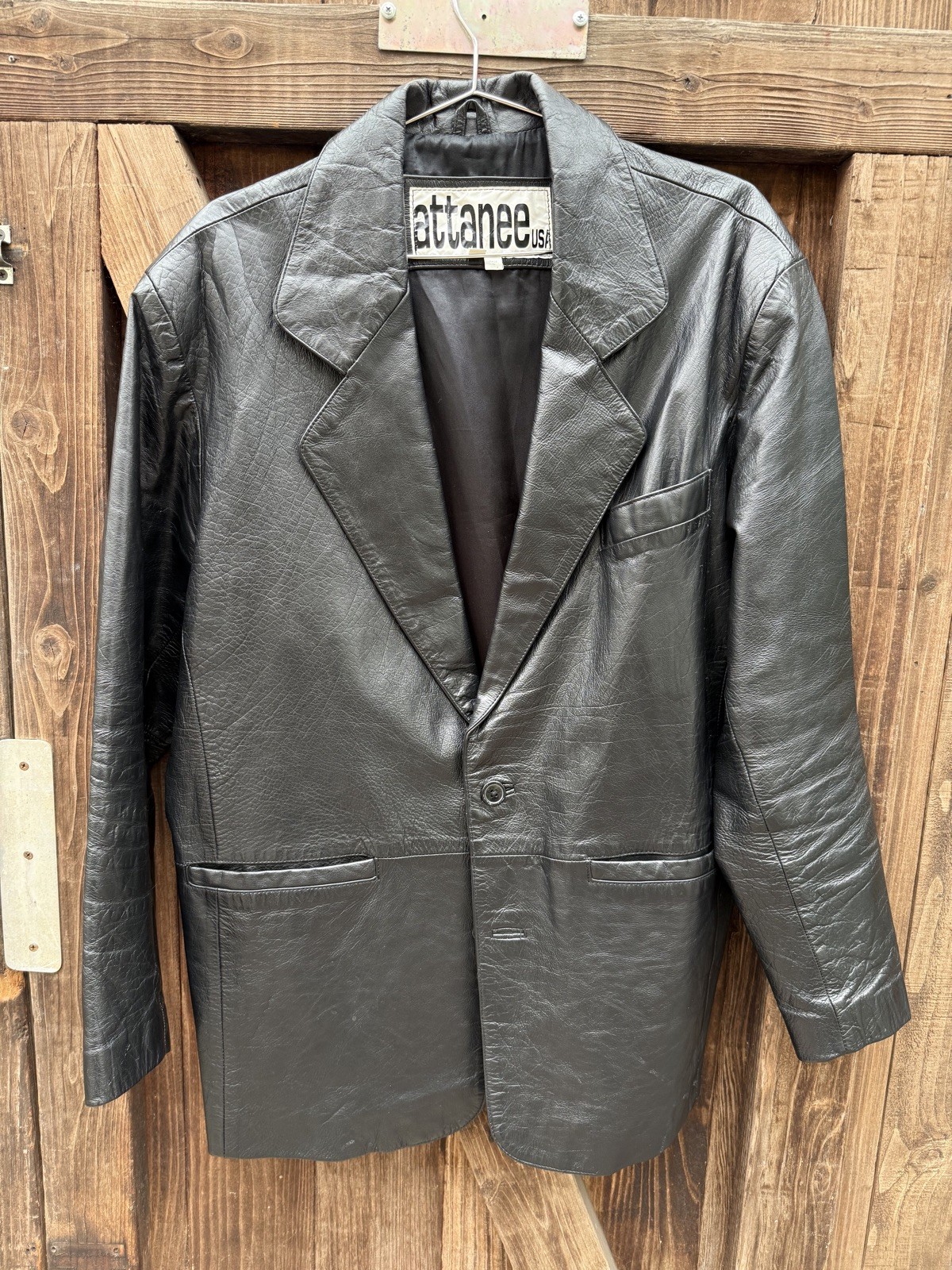 Vintage Leather Blazer Jacket Black