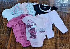 Lot of 7 Baby Girl 0-3 month bodysuits Disney Baby and more EUD 