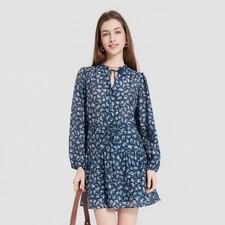 Women Balloon Long Sleeve Mini Dress - Universal Thread Floral