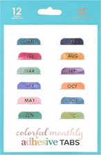 Designer Accessories - Monthly Adhesive Tabs, Metallic, Multicolored Brushstroke