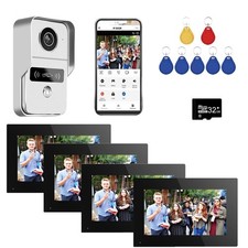 Wireless Video Doorbell Apartment Intercom,7 inch Touch Screen Monitor,1080P.