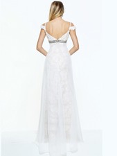 Sherri Hill - Size: 8 - Lace Empire Waist Column with Chiffon Over Skirt 50927 