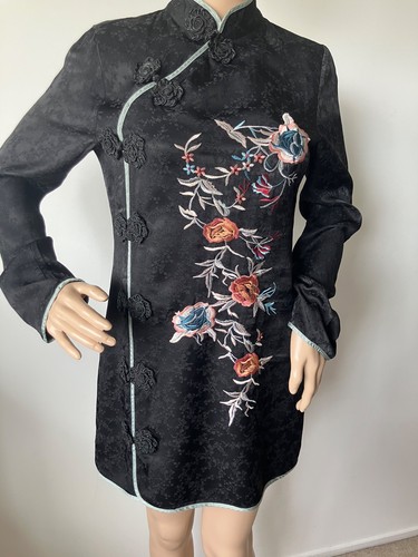 Zara besticktes Tunika Kleid chinesisch orientalisch langarm Gr. S - Bild 4 von 12