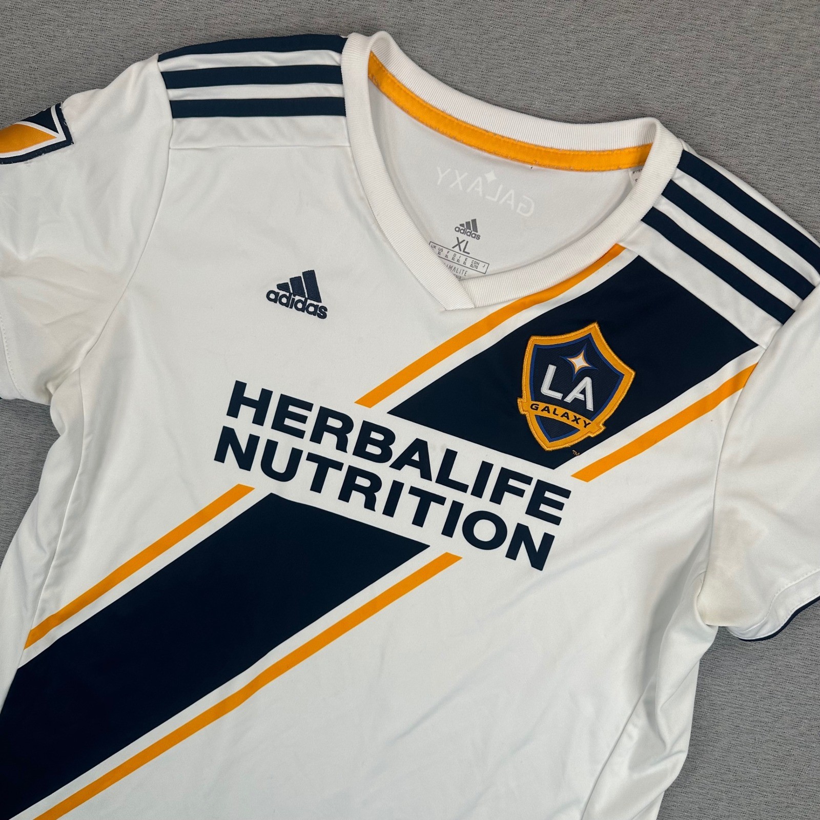 LA Galaxy Adidas Jersey Women XL White Soccer MLS Herbalife Climalite