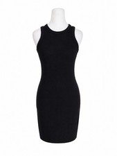 SO Black Ribbed Sleeveless Tank Mini Dress Womens Size XS Bodycon Crew Neck Knit