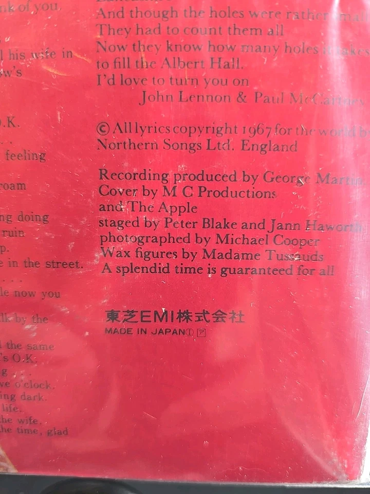 RARE!! THE BEATLES SGT PEPPERS JAPAN LP W/OBI INSERT & CUTOUT EAS-50038 EX/EX Foto 4 de 4