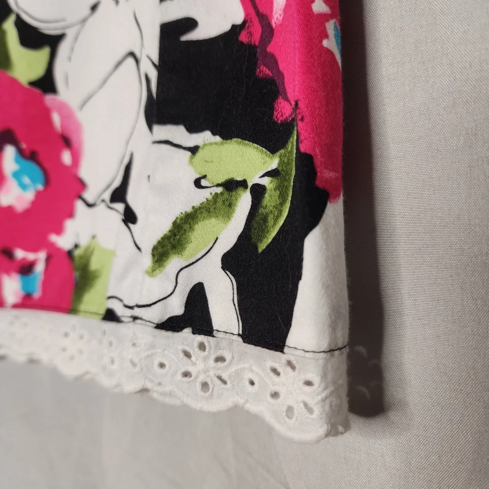 Falda Y2K De Colección KIM ROGERS Talla Mediana Rosa Estampado Floral Línea A Borde de Ojales Foto 3 de 4